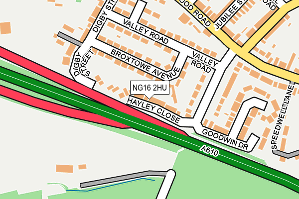 NG16 2HU map - OS OpenMap – Local (Ordnance Survey)