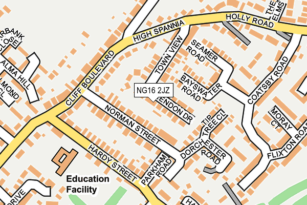 NG16 2JZ map - OS OpenMap – Local (Ordnance Survey)