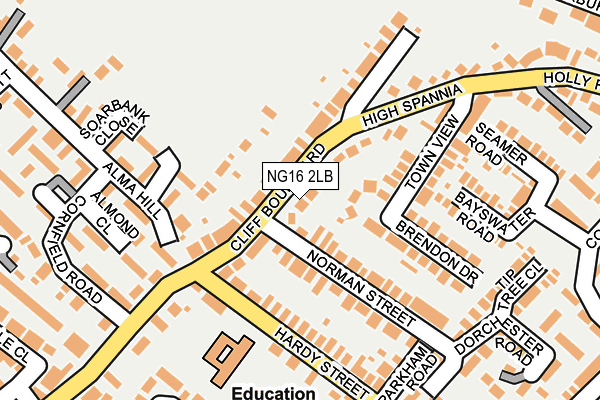 NG16 2LB map - OS OpenMap – Local (Ordnance Survey)