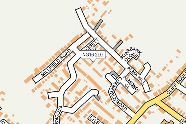 NG16 2LG map - OS OpenMap – Local (Ordnance Survey)