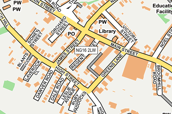 NG16 2LW map - OS OpenMap – Local (Ordnance Survey)