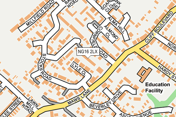 NG16 2LX map - OS OpenMap – Local (Ordnance Survey)