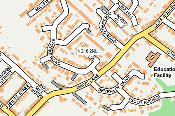 NG16 2NU map - OS OpenMap – Local (Ordnance Survey)