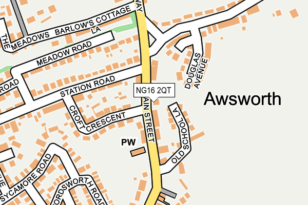 NG16 2QT map - OS OpenMap – Local (Ordnance Survey)
