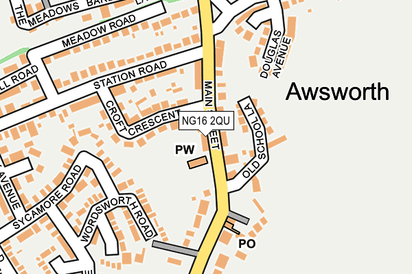 NG16 2QU map - OS OpenMap – Local (Ordnance Survey)