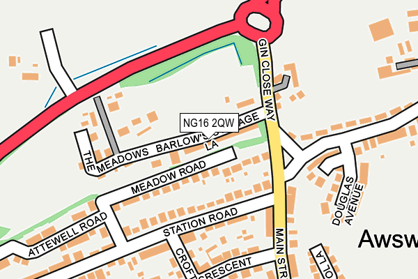 NG16 2QW map - OS OpenMap – Local (Ordnance Survey)