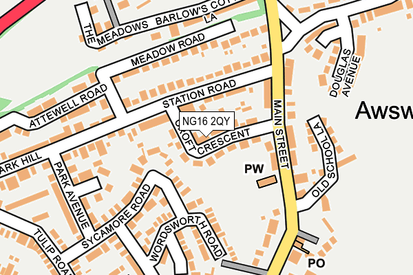 NG16 2QY map - OS OpenMap – Local (Ordnance Survey)