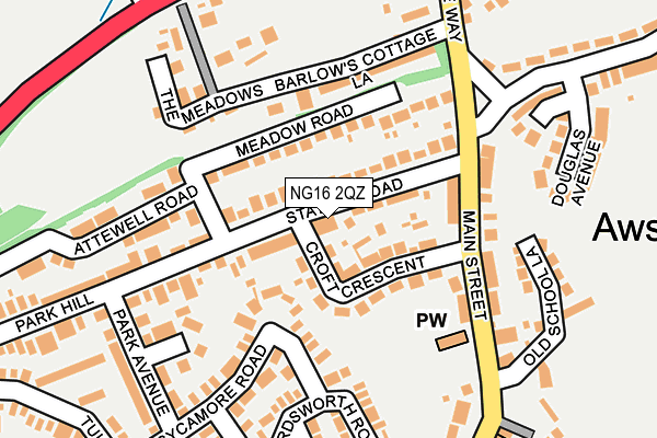 NG16 2QZ map - OS OpenMap – Local (Ordnance Survey)
