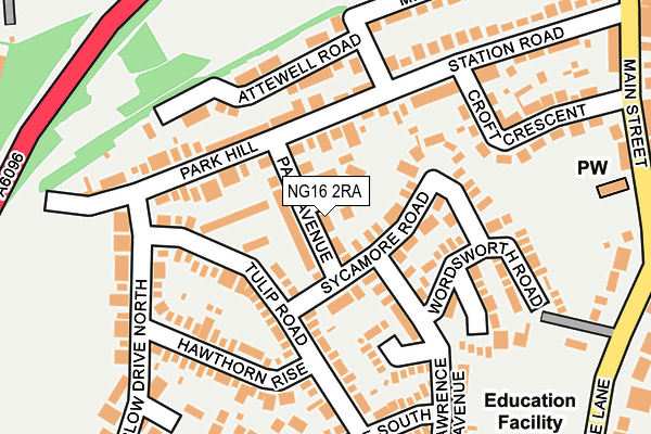 NG16 2RA map - OS OpenMap – Local (Ordnance Survey)