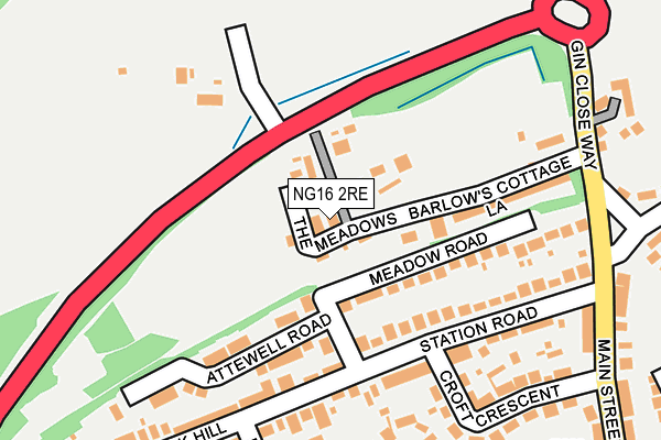 NG16 2RE map - OS OpenMap – Local (Ordnance Survey)