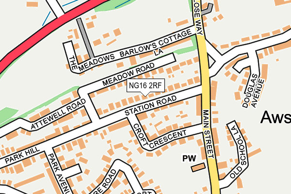 NG16 2RF map - OS OpenMap – Local (Ordnance Survey)