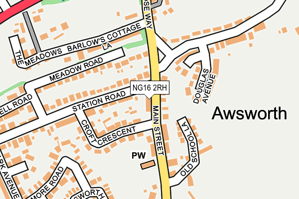 NG16 2RH map - OS OpenMap – Local (Ordnance Survey)