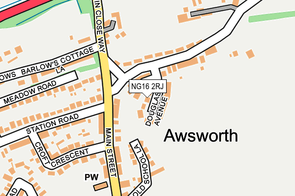 NG16 2RJ map - OS OpenMap – Local (Ordnance Survey)