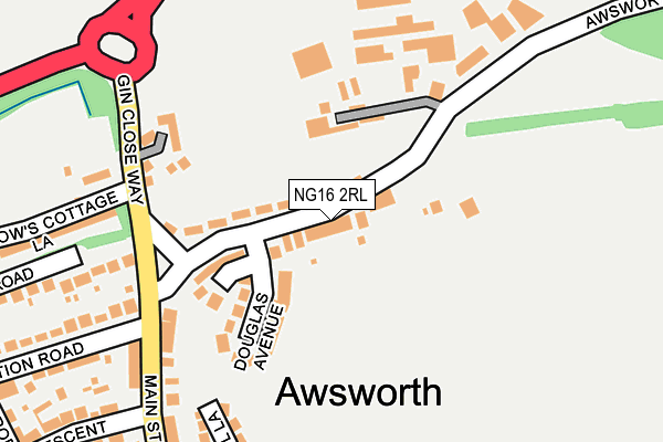 NG16 2RL map - OS OpenMap – Local (Ordnance Survey)