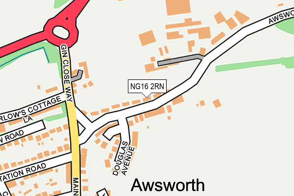 Map of HOGS HEAD HOTEL (AWSWORTH) LIMITED at local scale