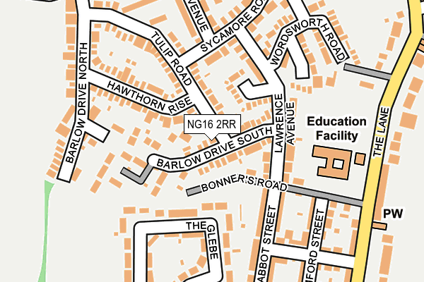 NG16 2RR map - OS OpenMap – Local (Ordnance Survey)