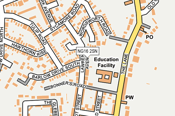 NG16 2SN map - OS OpenMap – Local (Ordnance Survey)