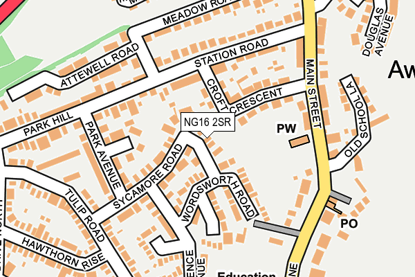 NG16 2SR map - OS OpenMap – Local (Ordnance Survey)