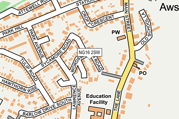 NG16 2SW map - OS OpenMap – Local (Ordnance Survey)