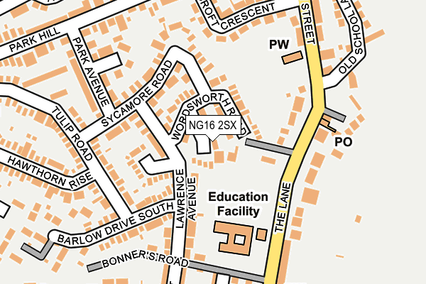 NG16 2SX map - OS OpenMap – Local (Ordnance Survey)