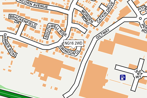 NG16 2WD map - OS OpenMap – Local (Ordnance Survey)