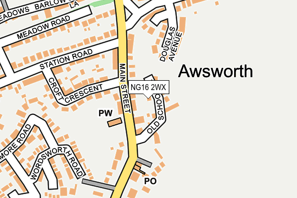 NG16 2WX map - OS OpenMap – Local (Ordnance Survey)