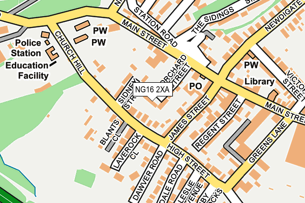 NG16 2XA map - OS OpenMap – Local (Ordnance Survey)