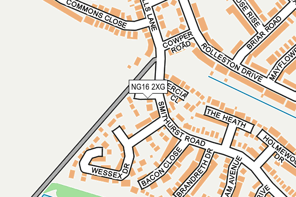 NG16 2XG map - OS OpenMap – Local (Ordnance Survey)