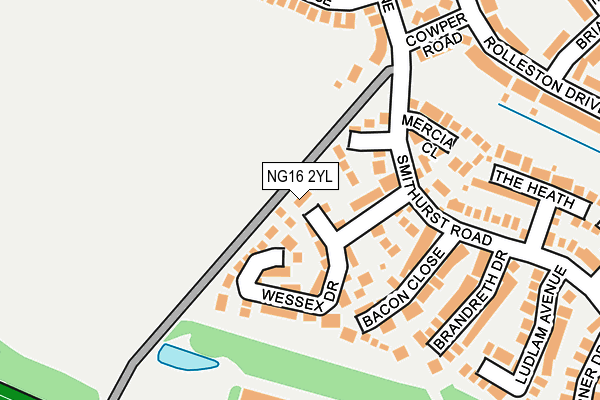 NG16 2YL map - OS OpenMap – Local (Ordnance Survey)