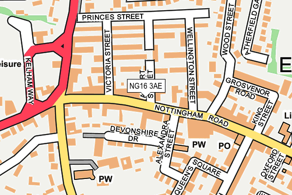 NG16 3AE map - OS OpenMap – Local (Ordnance Survey)
