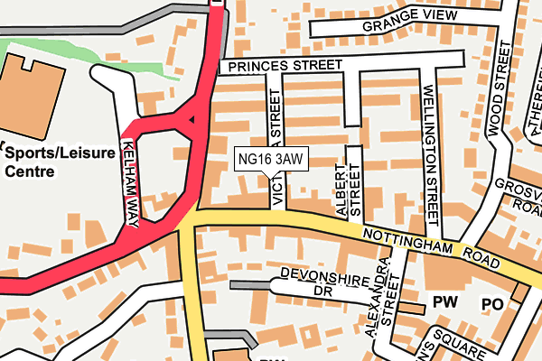 NG16 3AW map - OS OpenMap – Local (Ordnance Survey)