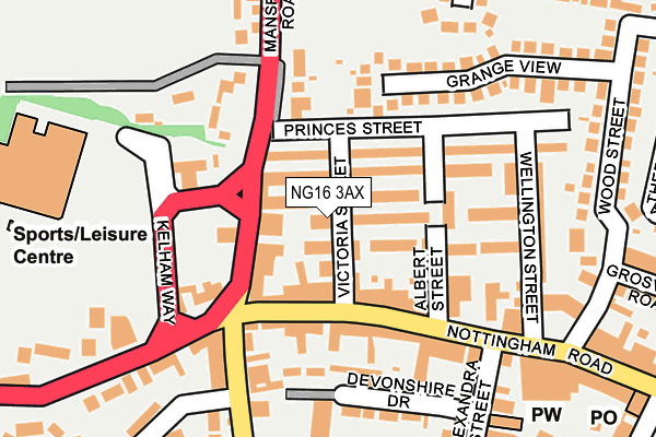 NG16 3AX map - OS OpenMap – Local (Ordnance Survey)