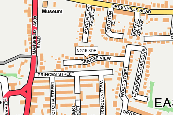 NG16 3DE map - OS OpenMap – Local (Ordnance Survey)