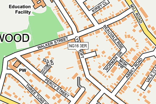 NG16 3ER map - OS OpenMap – Local (Ordnance Survey)