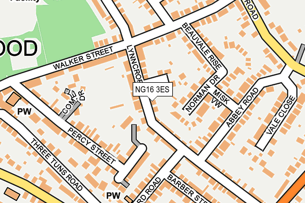 NG16 3ES map - OS OpenMap – Local (Ordnance Survey)