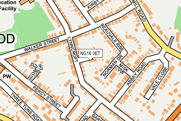 NG16 3ET map - OS OpenMap – Local (Ordnance Survey)
