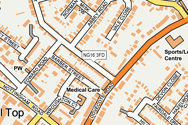 NG16 3FD map - OS OpenMap – Local (Ordnance Survey)
