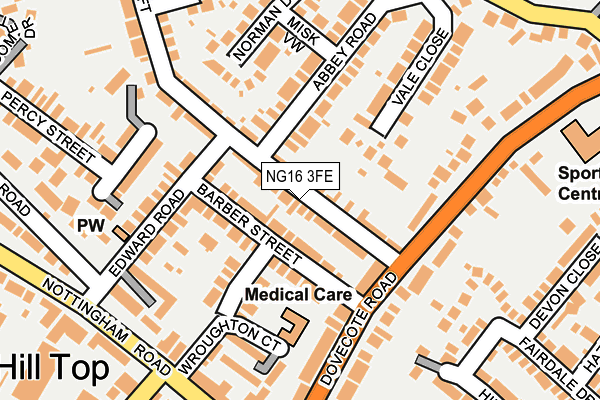 NG16 3FE map - OS OpenMap – Local (Ordnance Survey)