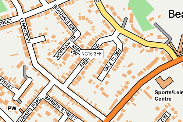 NG16 3FF map - OS OpenMap – Local (Ordnance Survey)