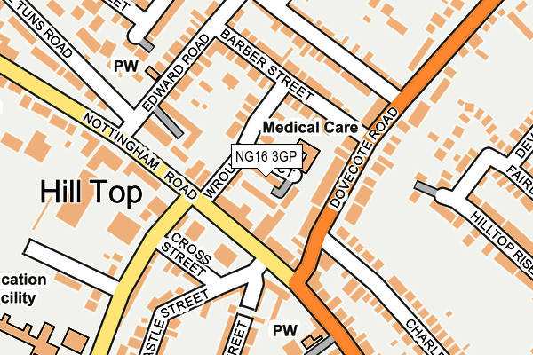 NG16 3GP map - OS OpenMap – Local (Ordnance Survey)