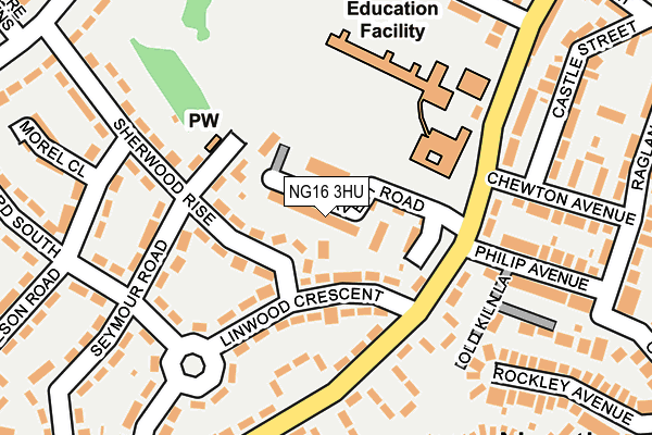 NG16 3HU map - OS OpenMap – Local (Ordnance Survey)