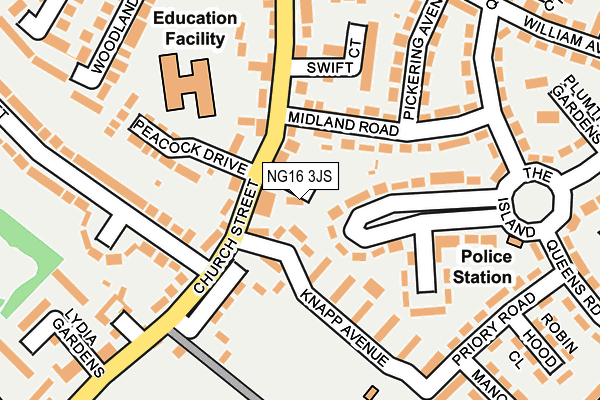 NG16 3JS map - OS OpenMap – Local (Ordnance Survey)