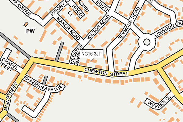 NG16 3JT map - OS OpenMap – Local (Ordnance Survey)