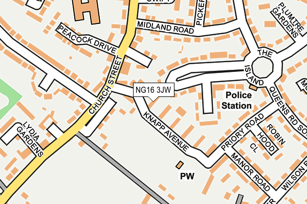 NG16 3JW map - OS OpenMap – Local (Ordnance Survey)