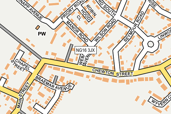 NG16 3JX map - OS OpenMap – Local (Ordnance Survey)