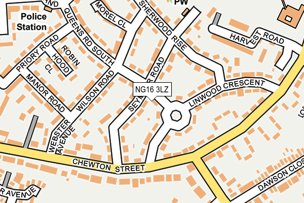NG16 3LZ map - OS OpenMap – Local (Ordnance Survey)