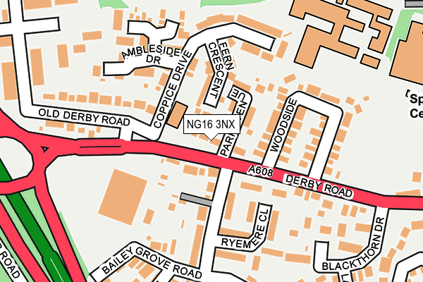NG16 3NX map - OS OpenMap – Local (Ordnance Survey)