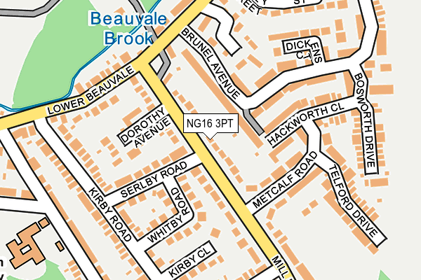 NG16 3PT map - OS OpenMap – Local (Ordnance Survey)