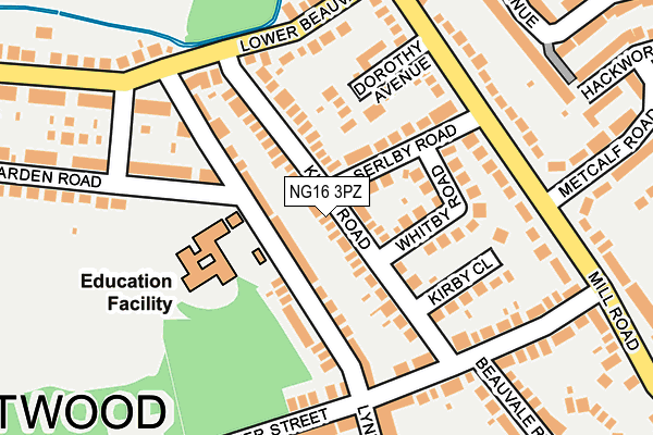 NG16 3PZ map - OS OpenMap – Local (Ordnance Survey)