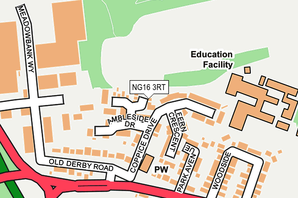 NG16 3RT map - OS OpenMap – Local (Ordnance Survey)